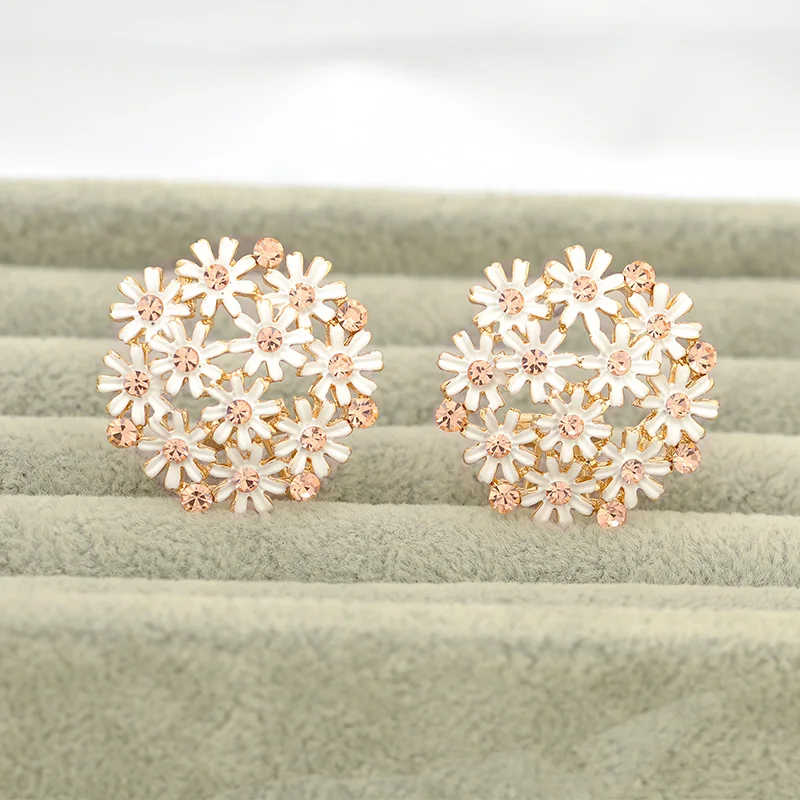 Женские корейские серьги-пирсинг ishowue модные Хрустальный пирсинг с цветами