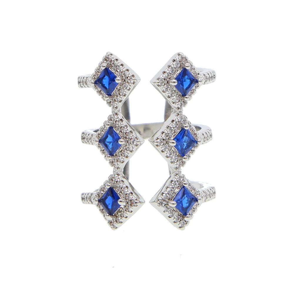 square geometric shape green red blue cubic zirconia silver color wedding engagement ring for women | Украшения и аксессуары