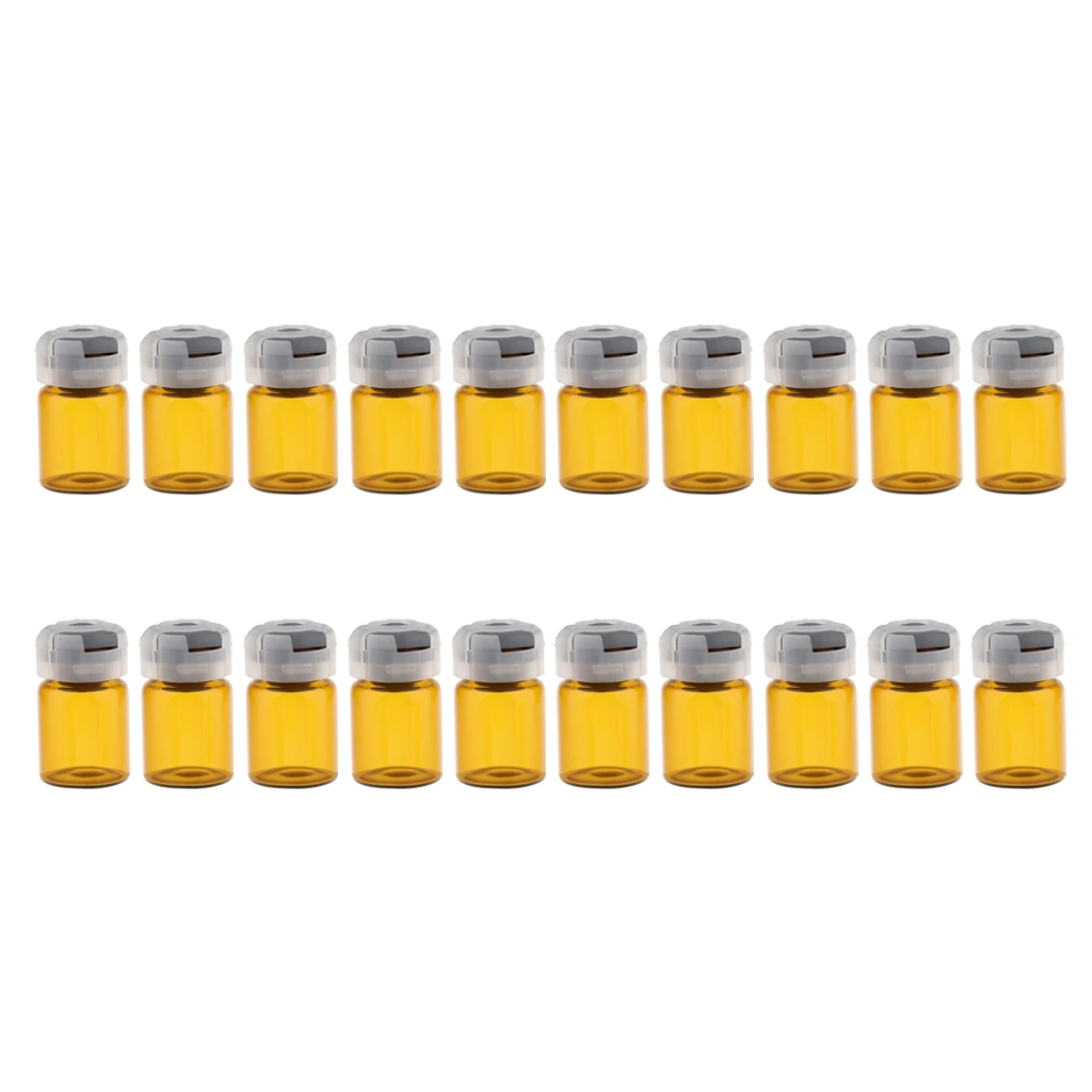

20pcs Clear Brown Empty Glass Sealed Sterile Serum Vials Powder Liquid Containers with Rubber Insets