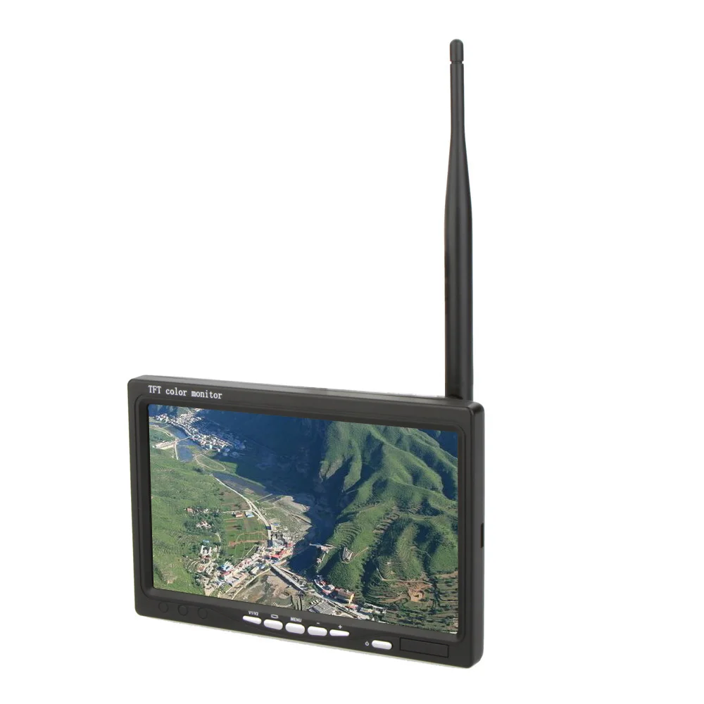 

AIO 7 inch LCD HD FPV Monitor Built-in Lipo Battery 5.8G 8CH Wireless AV Receiver for RC Quadcopter FPV System 4 hours work