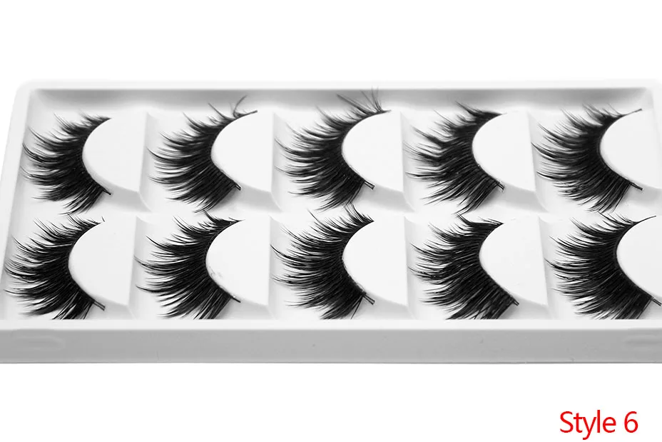 Kimcci 5 Pairs 6 Style Mink Lashes 3D Mink Eyelash Handmade Reusable Natural Faux Eyelashes Cruelty free False Lashes Cilia