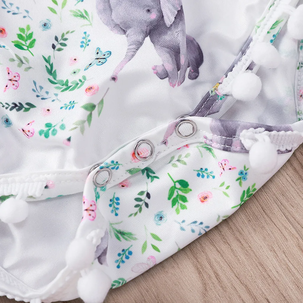 Детские комбинезоны для девочек Цветочный принт помпонами повязка на голову с