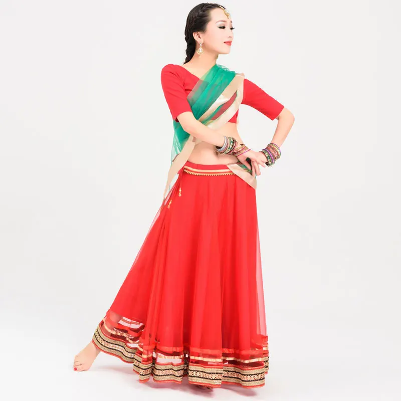 Индийская танцевальная одежда 3 шт. женский костюм болливудского сари для