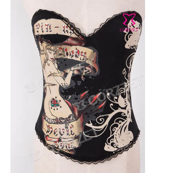 Латексный Бурлеск Корректирующее белье корсажное для женщин Женский черный