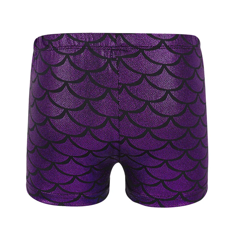 TiaoBug Kids Low Rise Shiny Mermaid Scales Pattern Dance Shorts Bottoms Girls Gymnastic Sports Workout Gymnastics Yoga | Тематическая