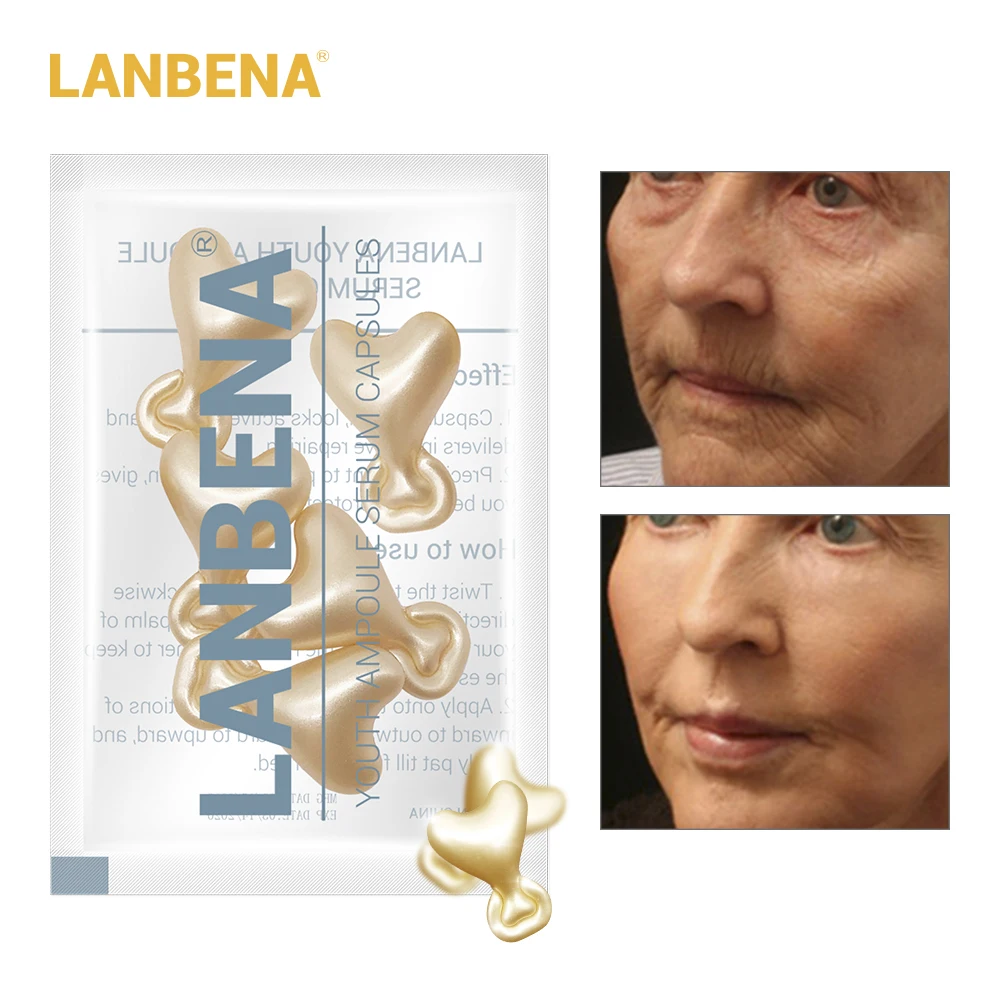 LANBENA 24 К золото пептид морщин лица ампулы Capsule крем для акне отбеливания кожи