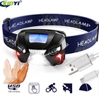 10000 лм мощный Полный налобный фонарь, перезаряжаемый светодиодный налобный фонарь с датчиком движения, Головной фонарь, освещение для кемпинга, светильник с USB