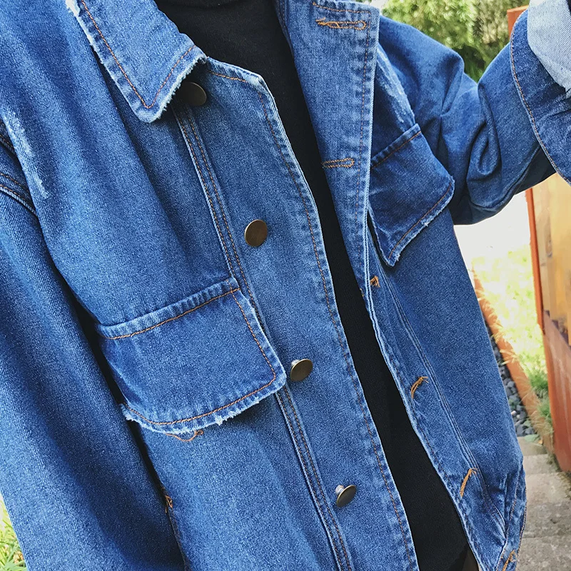 Новинка 2018 весенне осенняя Молодежная Модная Джинсовая куртка высокого качества