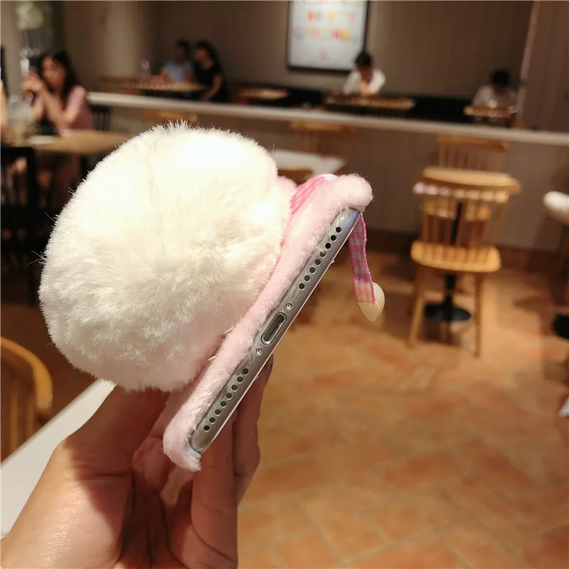 Applex mobile phone shell Plush piggy hat female iPhone7p cartoon dog rabbit hard case 8 6S couple 8plus new idea 6 cute XS max |