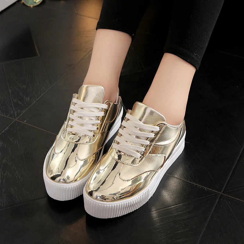 2016 Женщины Повседневная Обувь на шнуровке Искусственная Кожа Платформа Дышащий