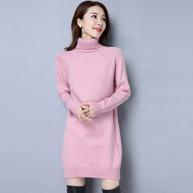 Wool dress Sweater Women Winter autumn Casual Knit Turtleneck Long Sleeve Thread Slim plus size Pull Cashmere Sweaters Pullover | Женская