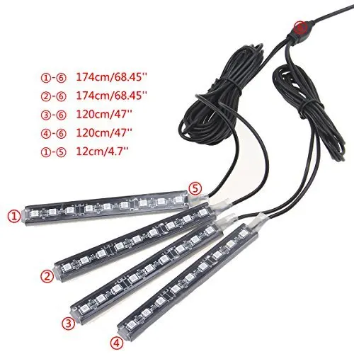 Музыка голосовой пульт дистанционного управления автомобиля RGB LED неоновый свет