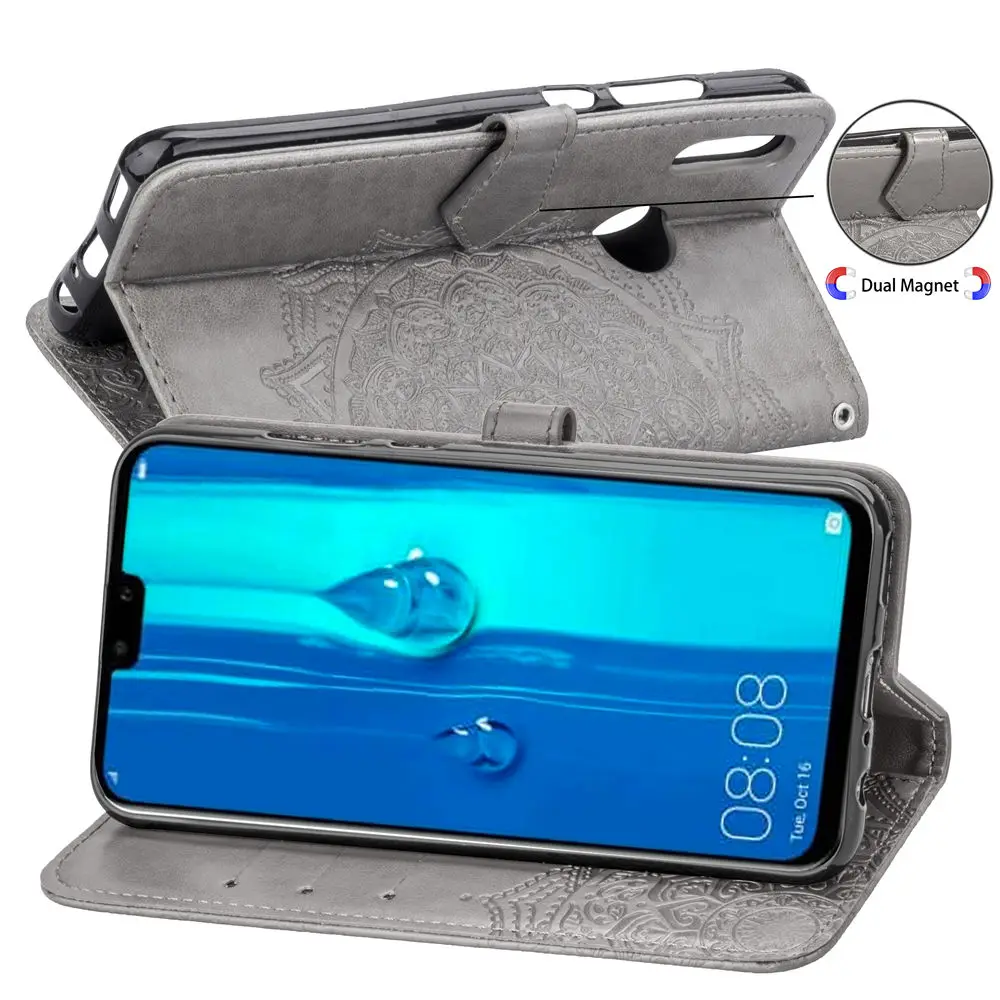 Flip Wallet Leather Phone Cover For Huawei Y9 2019 Honor 9i Mate 20 Pro 3D Flower Magnetic Shockproof With Stand Case | Мобильные