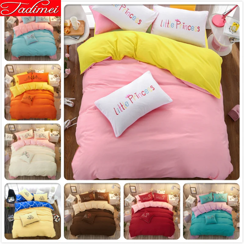 Однотонное детское одеяло розового и желтого цвета для девочек пододеяльник 3/4