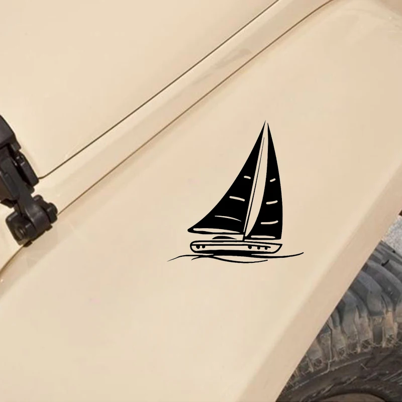 

QYPF 13.2*13.8CM Pretty Sailing Ocean Sailor Decor Car Sticker Silhouette Extreme Movement Vinyl C16-1069