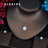 hibride brilliant oval shape aaa cubic zircon pendant jewelry sets necklace sets earings set dubai full jewelry set n 547