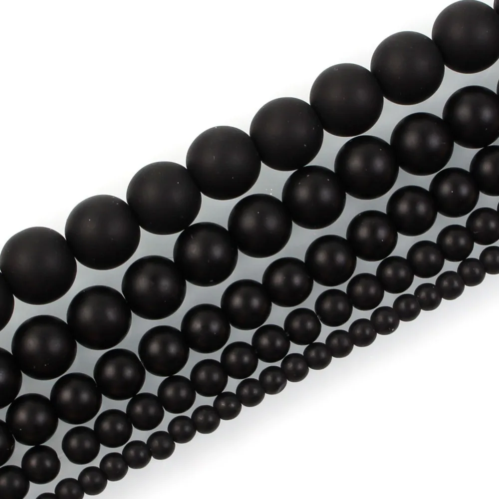 4 12 мм с тусклой полировкой матовый Натуральный камень разбросаны шарики черный агат бусины Свободные для