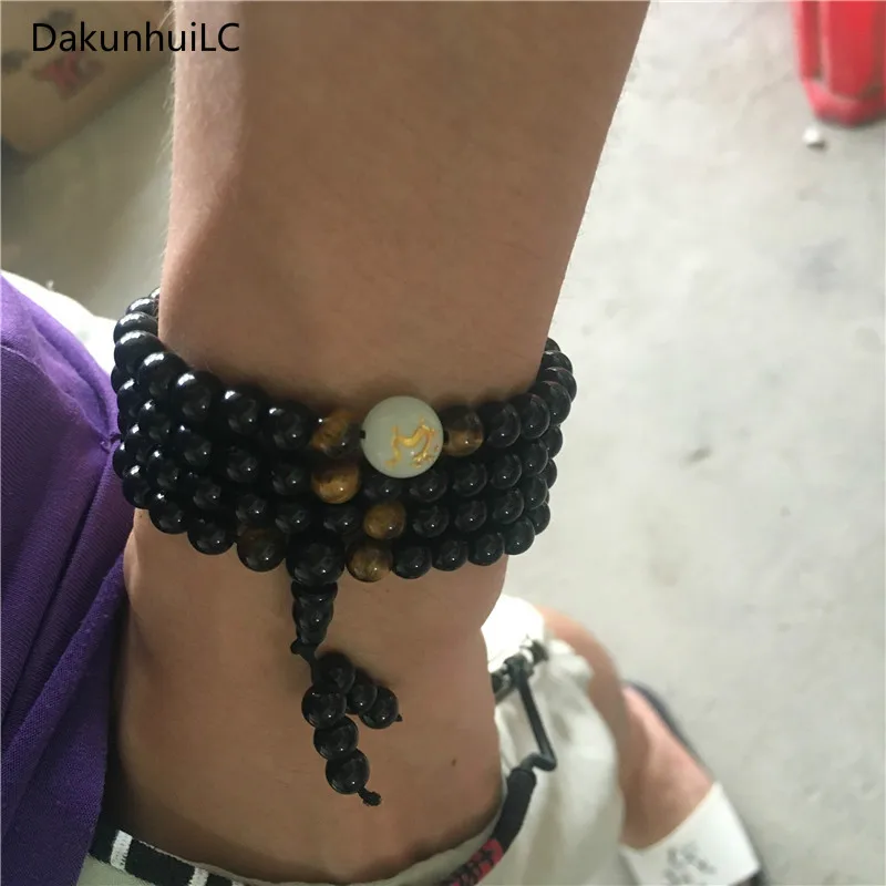 Женские и мужские браслеты с бусинами Будды черный дракон ювелирные изделия