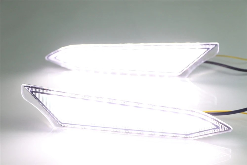 2 шт. светодиодный DRL Дневной светильник с желтым сигналом поворота Стиль реле 12V