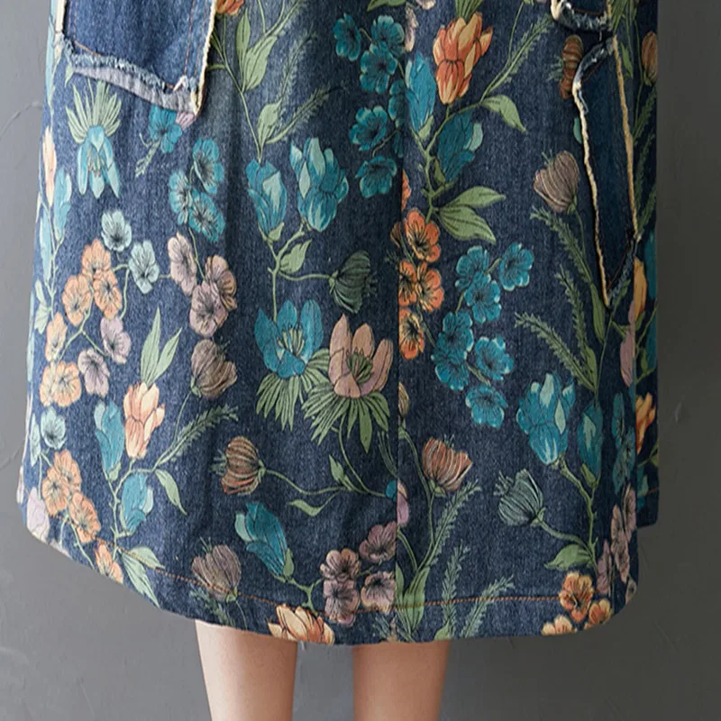 Женская джинсовая юбка летняя свободная большого размера | одежда