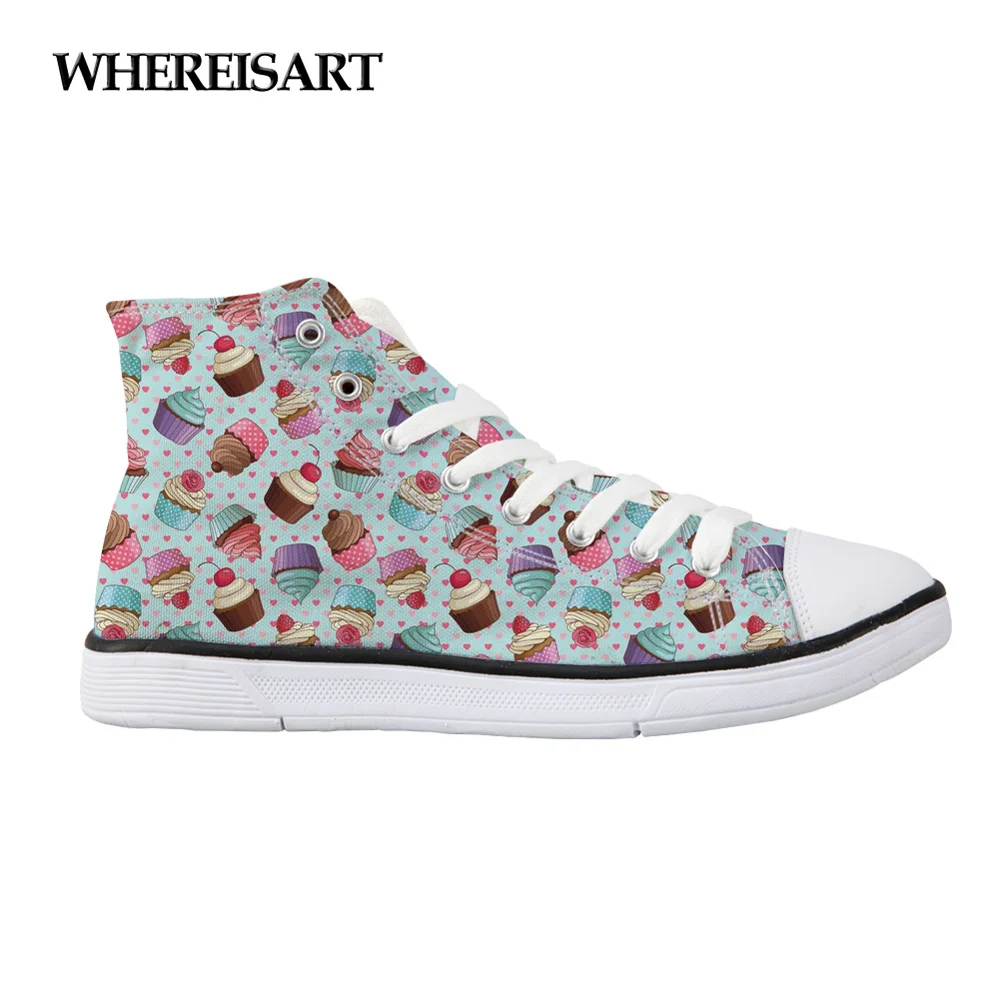 WHEREISART/Милая Классическая Вулканизированная женская обувь с узором кексов