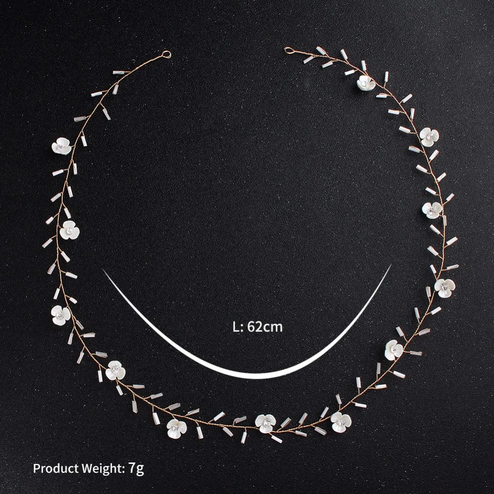 Новейшие ручной работы ободки с маленькими белыми цветами, модные акриловые кристаллы, свадебные аксессуары для волос, гибкая бижутерия для женщин.