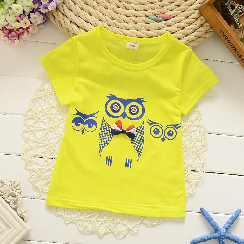 Детская Хлопковая футболка с рисунком совы 5 цветов | Мать и ребенок