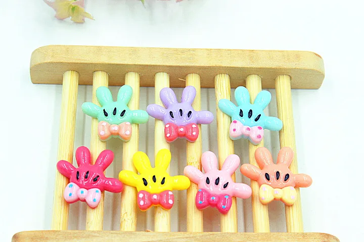 

30pcs/lot flat back resin mouse foot with bow mix color DIY resin cabochons accessories
