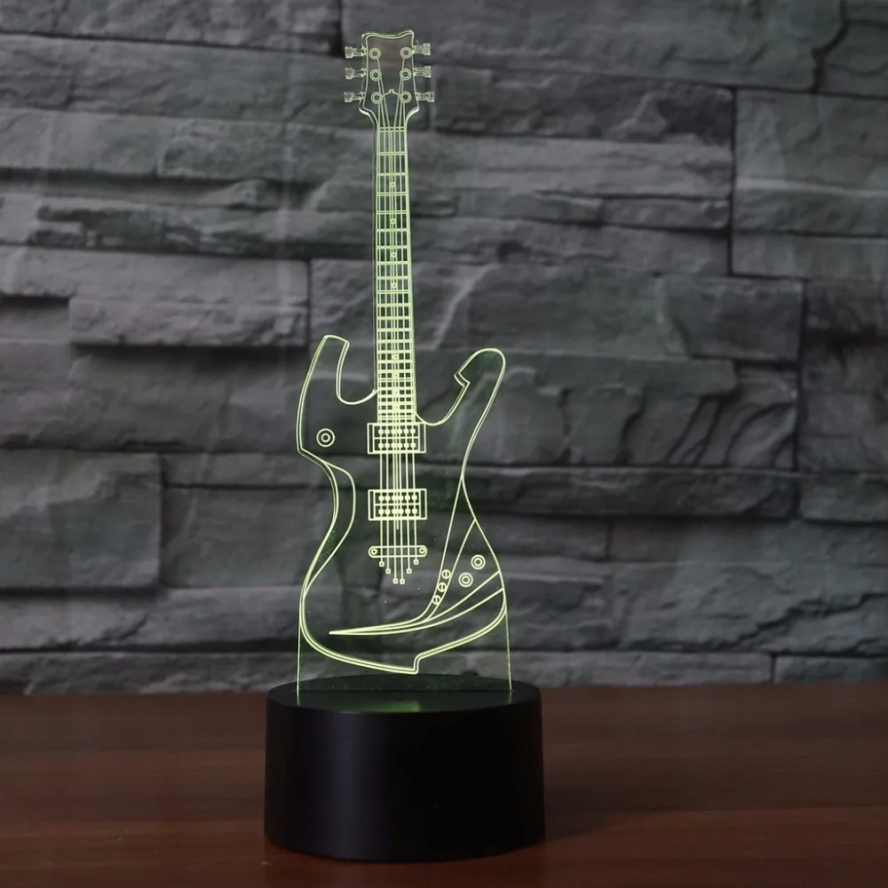 Гитары 3D светодиодный Ночной светильник 7 цветов Детские ночники светильники USB