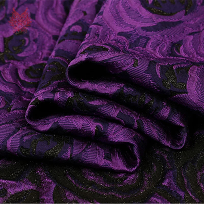 Американский стиль дизайнер фиолетовый цветочный металлик из жаккардовой парчи