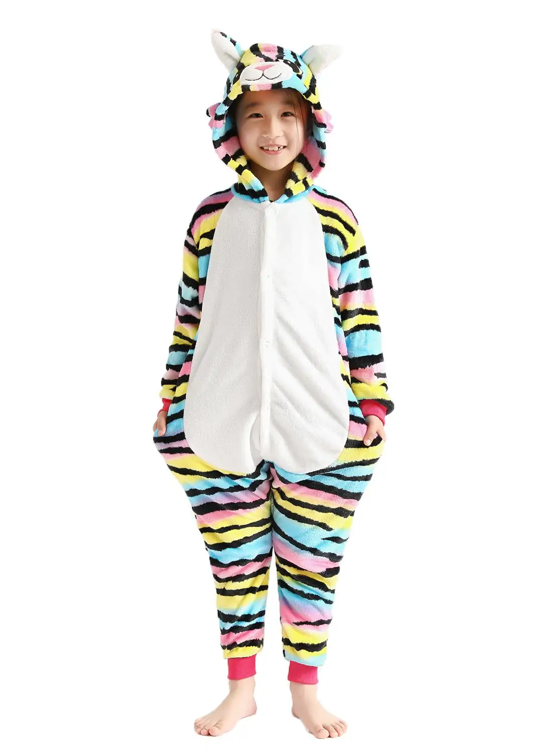 Children Pajamas Kids color cat Pajama Onesie Cartoon Unisex Warm Winter Pijamas Soft Comfortable with back zipper | Тематическая