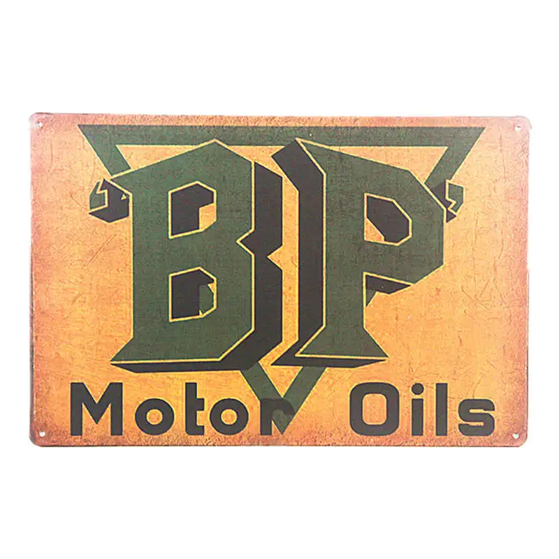 Светло-желтый Винтажный металлический гаражный знак двигатель BP автомобиль эльф мотор Паб Бар дом газовое масло деревенский Оловянная доска гараж Закусочная Настенный декор - Цвет: Светло-желтый