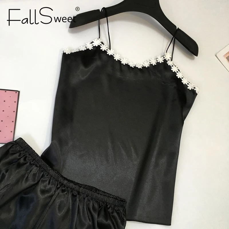 Женский пижамный комплект Fallsweet сексуальный набор для сна с кружевной отделкой