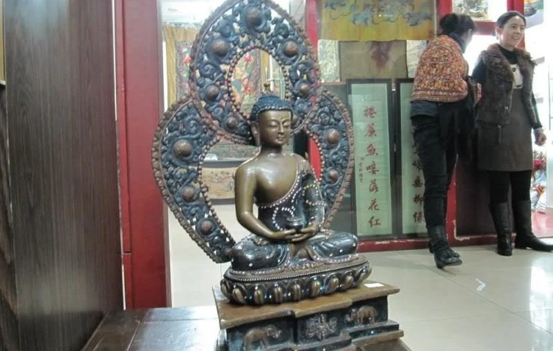Тибетский храм чистая бронза медь амитай аптекарская статуя Будды Шакьямуни |