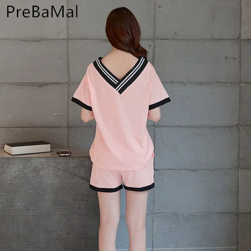 2019 летние шорты с длинными рукавами пижамный комплект kawaii одноцветная одежда для
