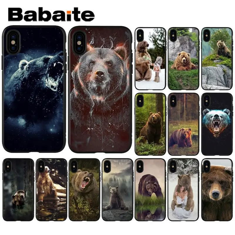 Babaite grizzly bear Новинка чехол для телефона Fundas чехол для Apple iPhone 8 7 6 6S Plus X XS MAX 5 5S SE XR чехол