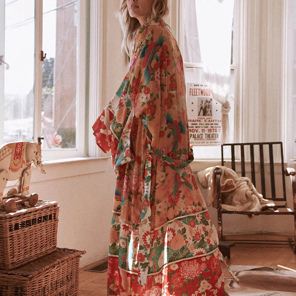 Женская накидка женский халат de plage шифоновая шаль с принтом кимоно кардиган топ