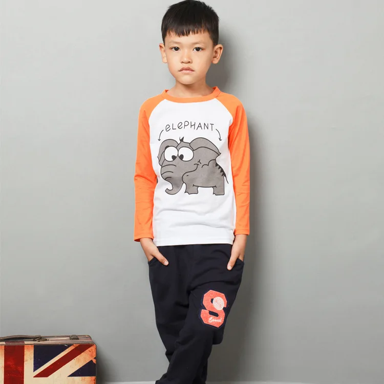 2017 Мальчик Футболки Дети С Длинным Рукавом Животных Распечатать Новая Мода 2 8 Лет