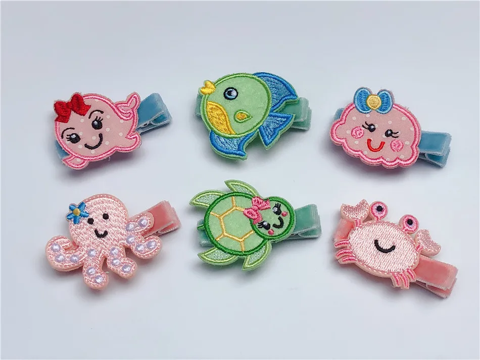 Розничная продажа модные милые заколки для волос 2 в 1 с вышивкой виде медузы