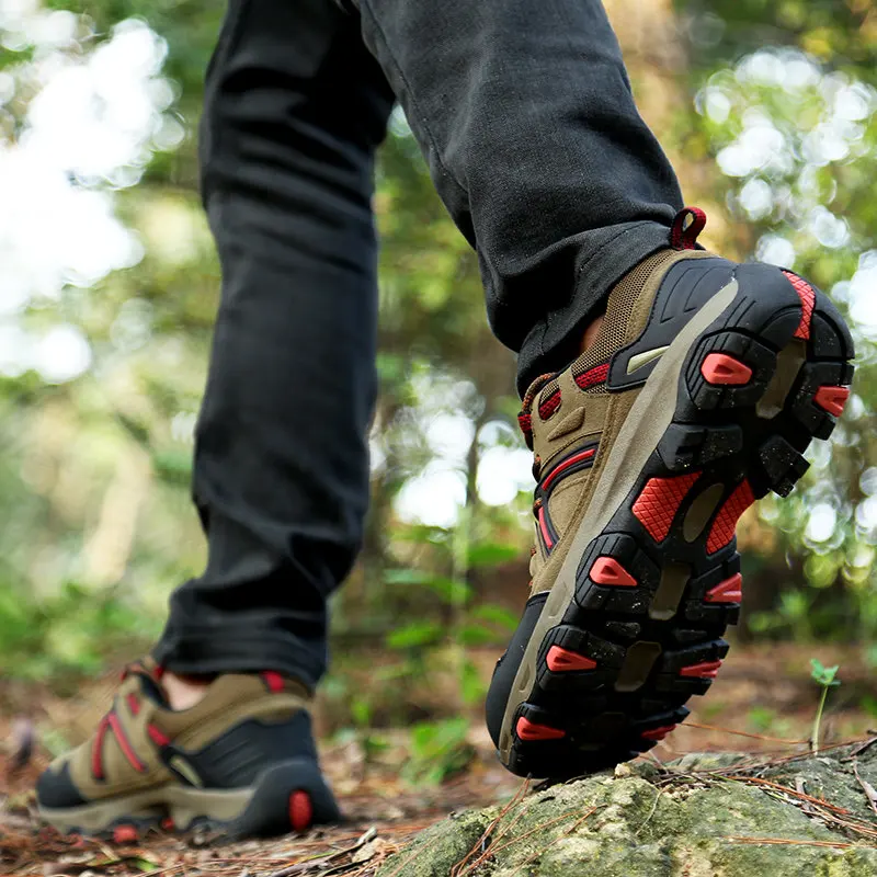 CAMEL JINGE Classic Men Climbing Shoes Black Outdoor Travel Breathable Ankle Foot Protect Male Hiking Shoes zapatillas trekking