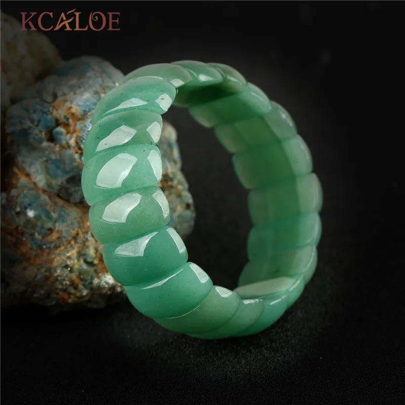 KCALOE Boho, женские браслеты из Натурального Розового Кварца, чакра, геометрические, длинные, из бисера, с кристаллами, браслет, эластичный браслет - Окраска металла: green jade stone