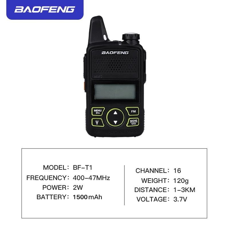 2 шт. Baofeng bf t1 портативная рация мини детская радио uhf двухсторонняя Ham CB USB зарядное