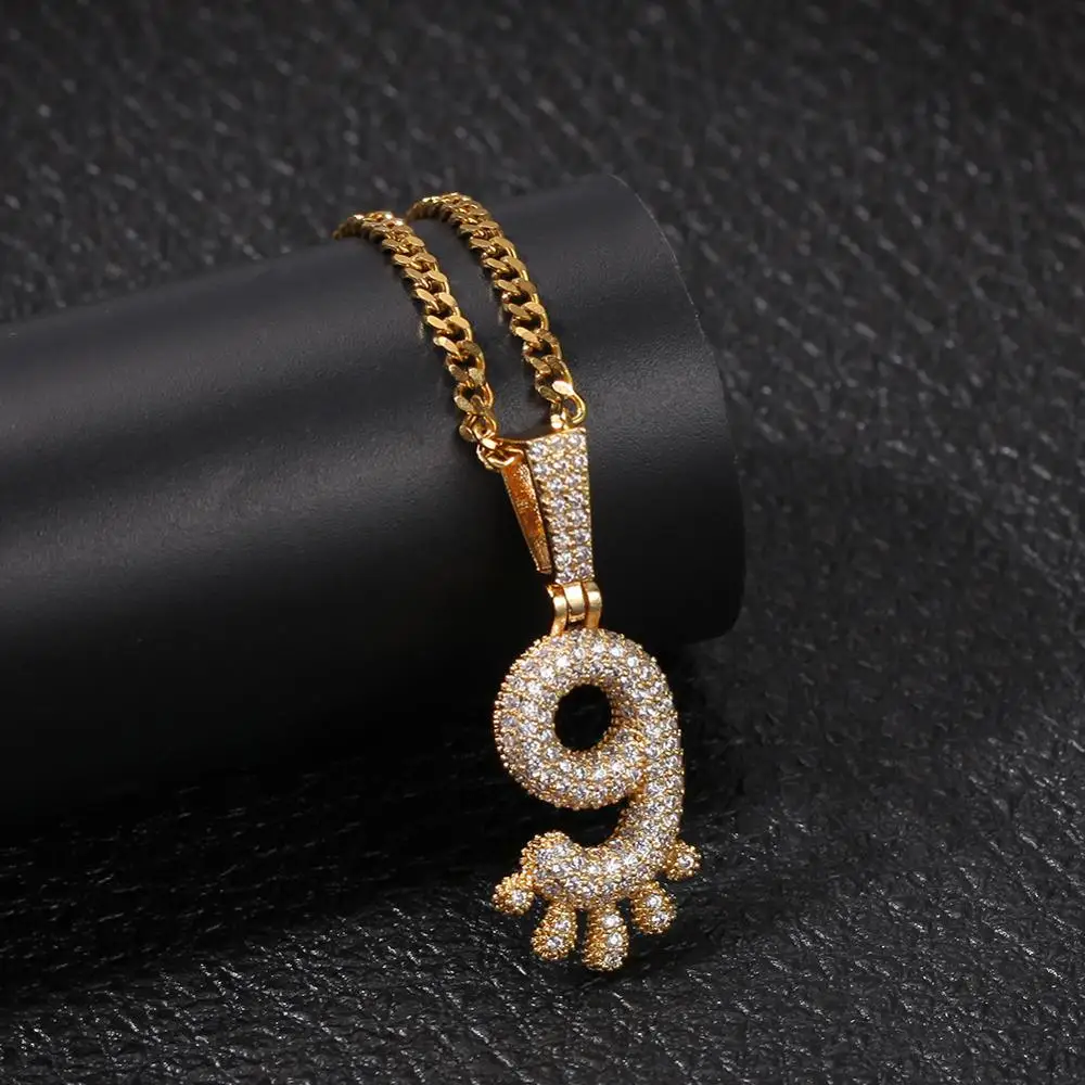 Blingbling CZ Drops Bubble Number 0 9 подвеска с веревочной цепочкой медные цифры Золото Серебро