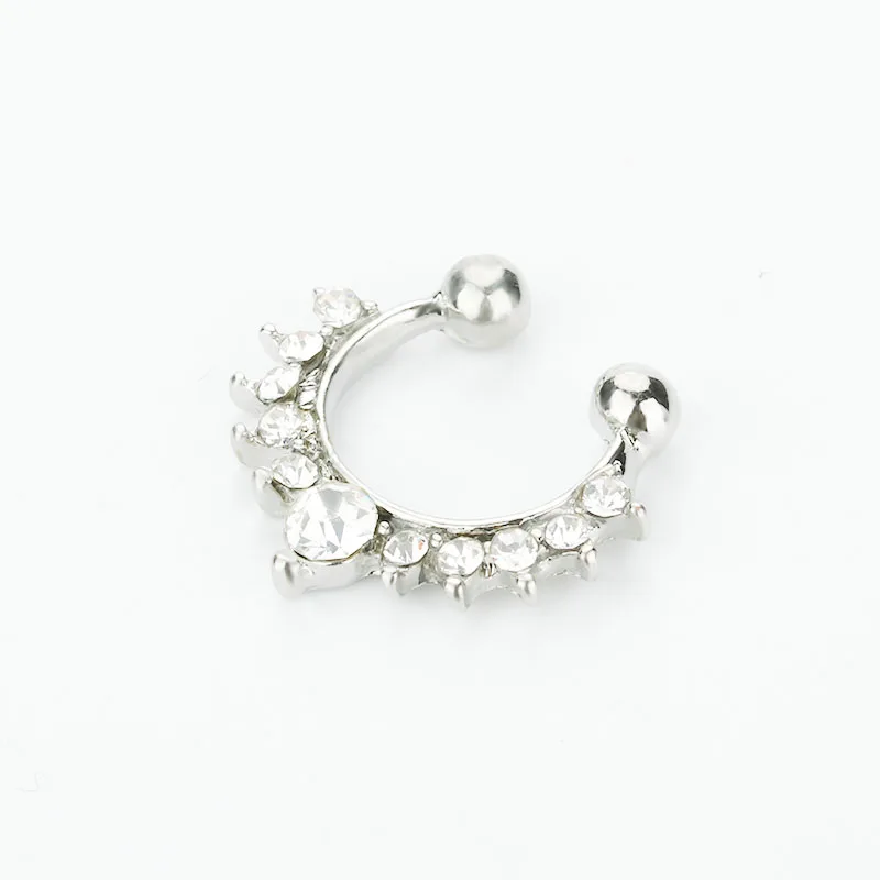 1 шт. простые поддельные носовые кольца с перегородкой Кристальное кликер не