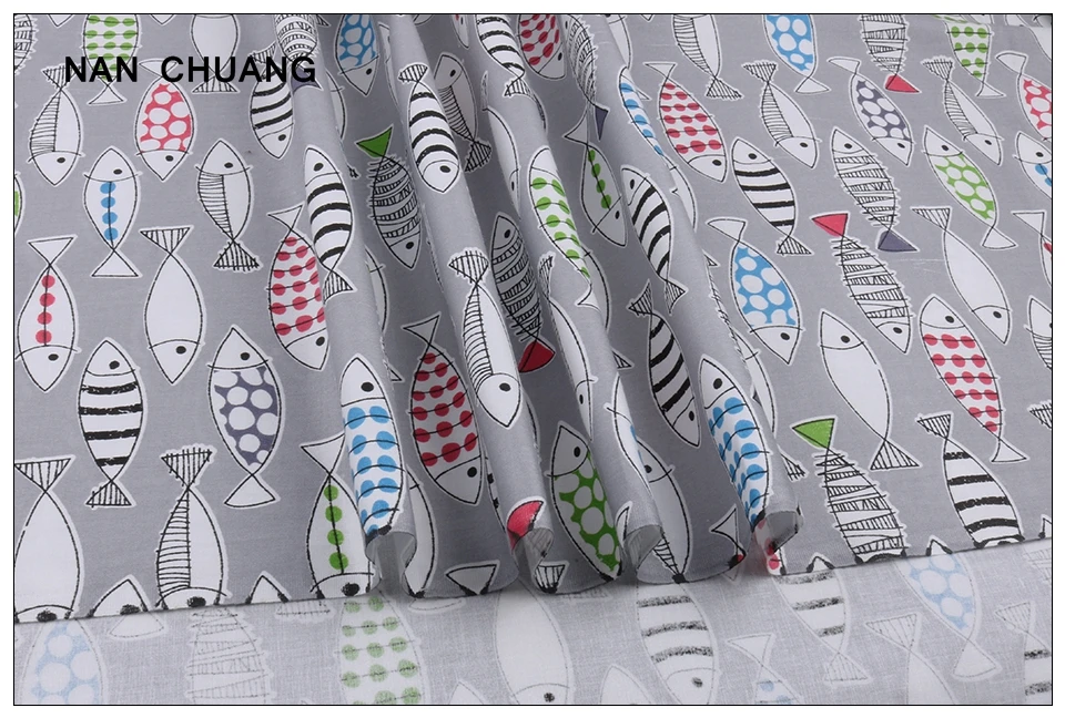 Nanchuang, 7 шт./лот, серия рыб, хлопковая ткань, Лоскутная Ткань для рукоделия, ручная работа, для шитья, для детей, материалы 20x25 см