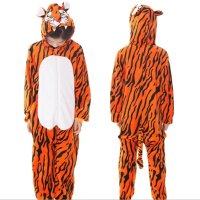 New Tiger Kigurumi Onesie/Детские пижамы с пандой; детские комбинезоны единорог с рисунками животных; зимняя одежда для сна для мальчиков и девочек; детская пижама - Цвет: New Tiger