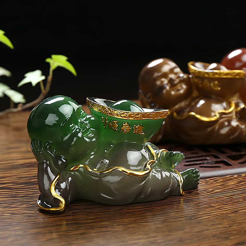 Улыбка милый Будда естественное обесцвечивание смолы чай Pet/дома фэн шуй бутик