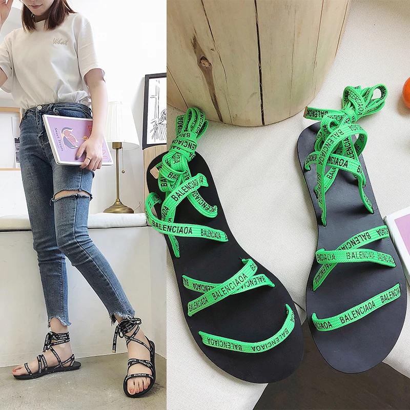 Sandalias mujer/Новинка 2019 года новые летние туфли на плоской подошве с открытым носком