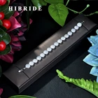 HIBRIDE ювелирный бренд круглой формы звеньев белого золота браслеты и браслеты, Шарм CZ камень паве Высокое качество браслеты B-01