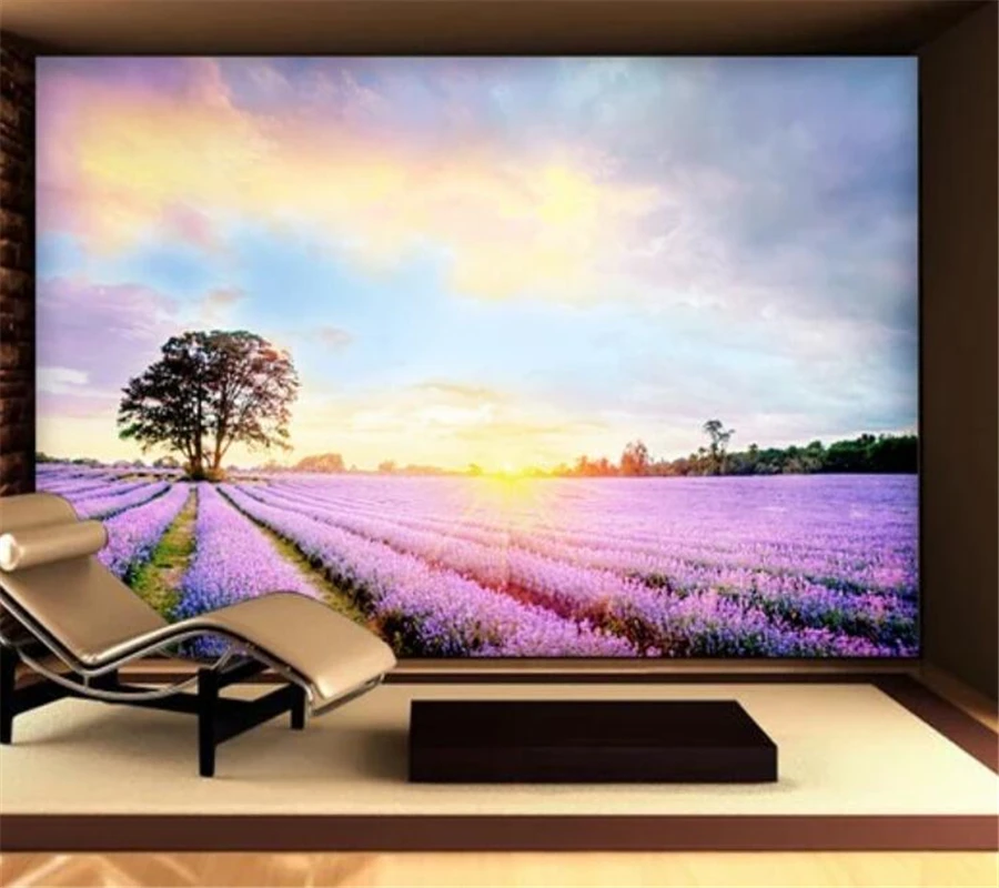 Фотообои на заказ wellyu 3D мечта пейзаж Прованс лаванда облако фон для телевизора